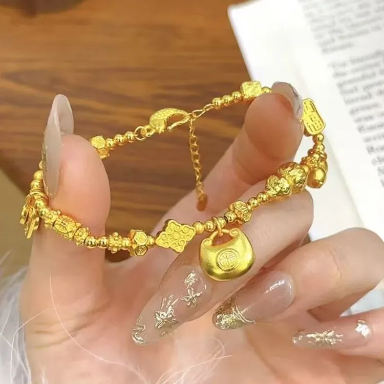 铜合金手链 新中式小胖福葫芦盘缠手链时尚百搭民族风手串轻奢