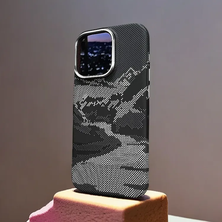 山川适用苹果15手机壳13pro凯夫拉纹60高颜值洋气纹磨砂壳iPhone1