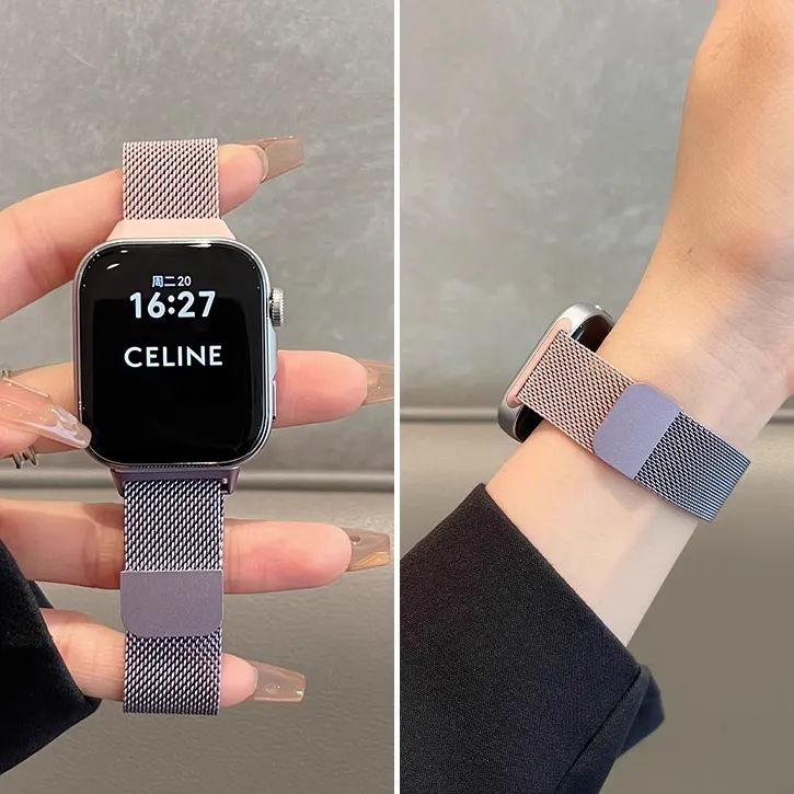 适用华为WatchFit4/4pro表带fit3米兰尼斯渐变透气手表金属腕女生