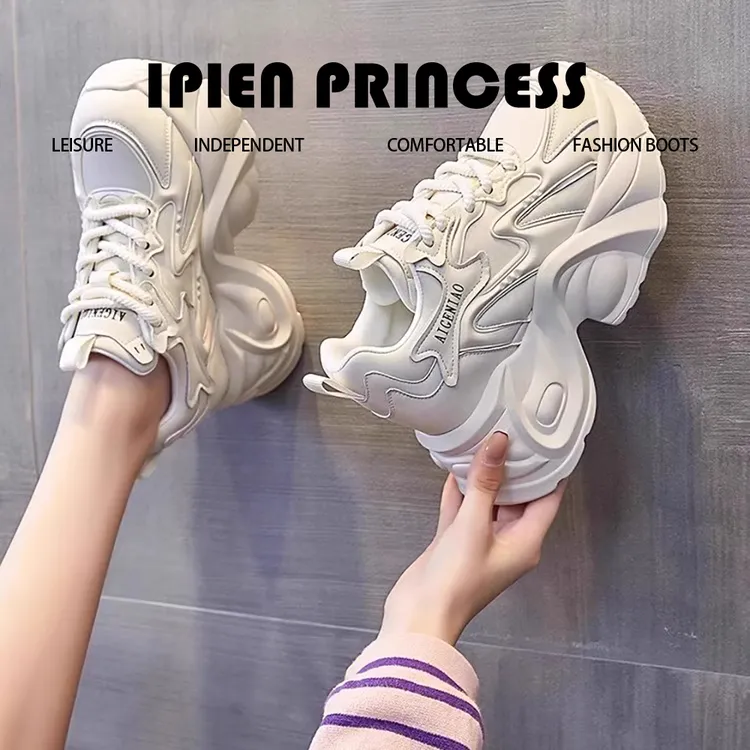 网红增高12cm百搭新款网红老爹鞋2025春季厚底内增高时尚百搭女鞋