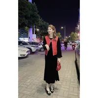 涵儿家 新中式重工提花坎肩马甲 VS 松紧腰丝绒鱼尾裙-902