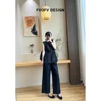 FVOFV（宣纸）法式浪漫！薄如绢纸气质腰带款无袖上衣H1087
