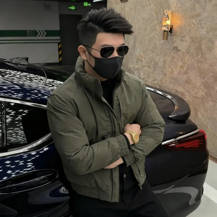 2025立领收口袖修身短款男士保暖厚款秋冬季防风潮流痞帅夹克外套