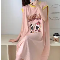 45-女士夏季松鼠粉色飞机袖睡裙