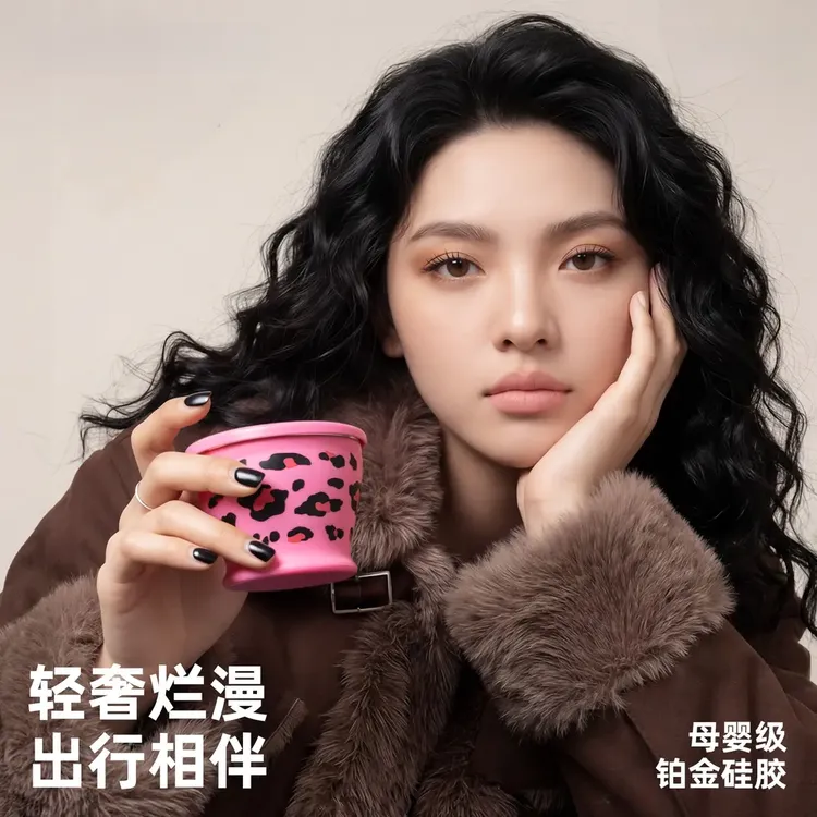 硅胶折叠水杯便携高颜值女生轻奢旅行折叠杯露营漱口杯子耐高商品图