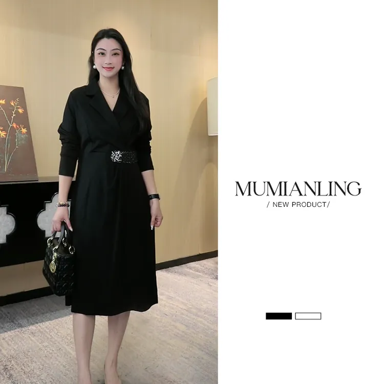 西装领长袖连衣裙ZB4745