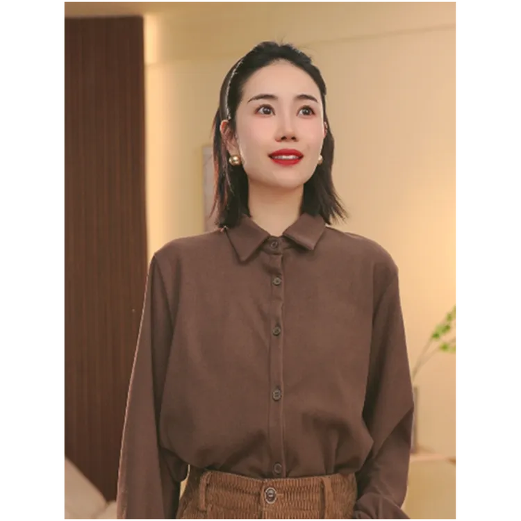 【岁月年华】BEIJU 2025新款纯色显瘦时尚休闲气质德绒衬衫3092