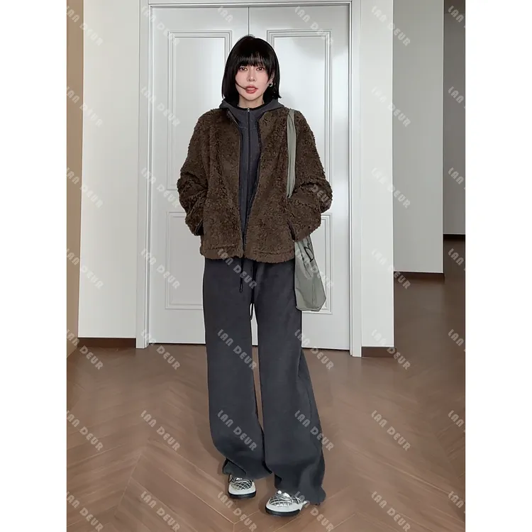 JIUJIU【温暖屏障】韩系简约百搭老钱风套装连帽卫衣+休闲裤女