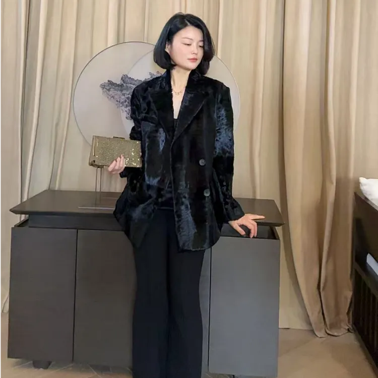 TANTAN 显瘦气质通勤皮毛一体外套2467