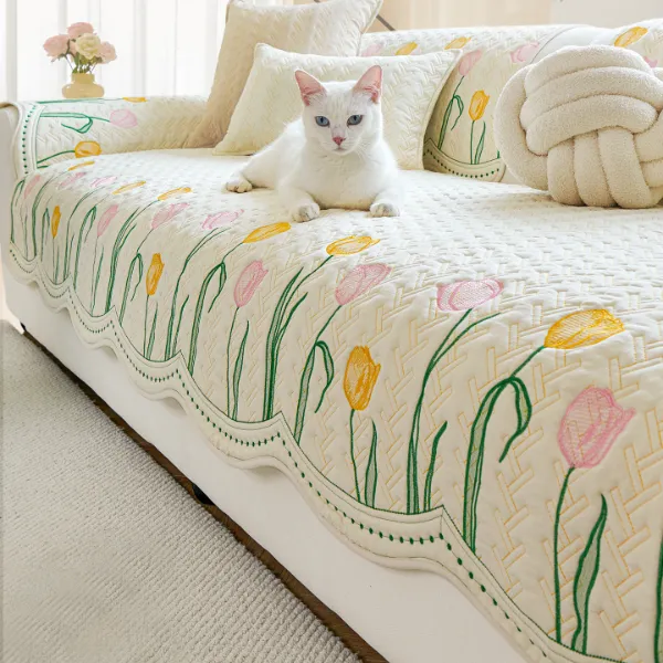 虹原风尚田园沙发垫四季通用2025新款水洗棉固定防滑坐垫一片式