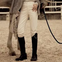 syna希娜 高腰显瘦直筒牛仔裤修身白牛