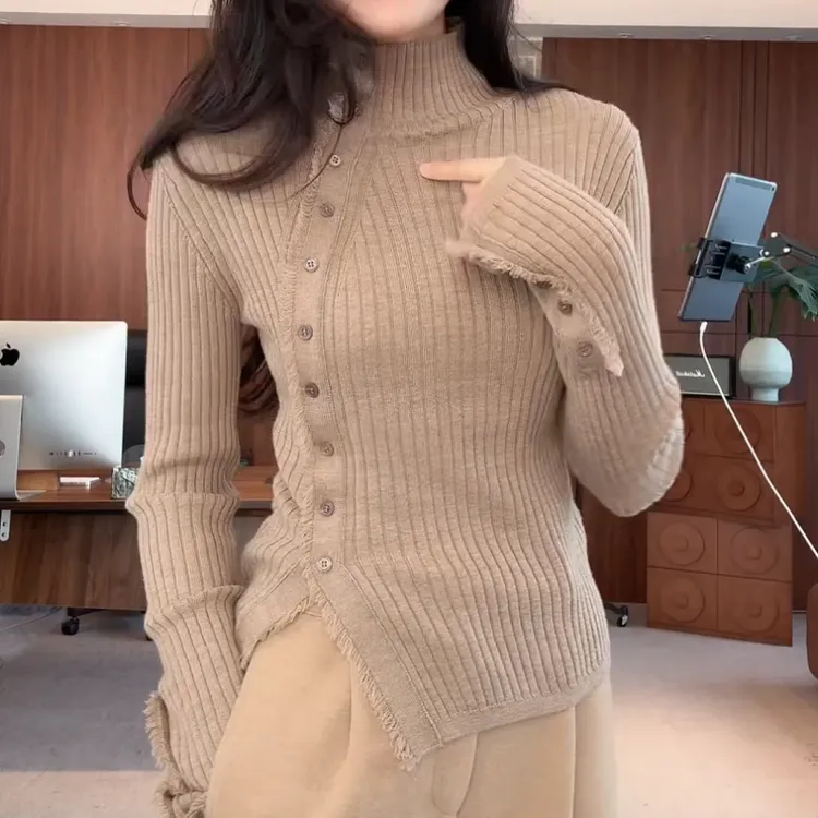 2025冬季新款百搭修身气质高领设计款针织衫LK2507832