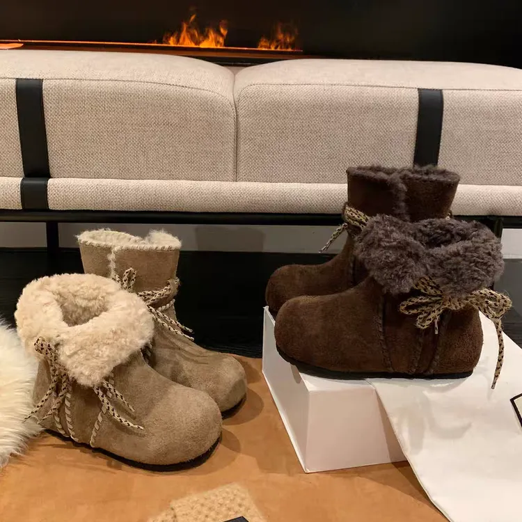 雪地靴加绒博肯两穿短靴女2025秋冬新款毛毛靴保暖棉靴韩版勃肯靴