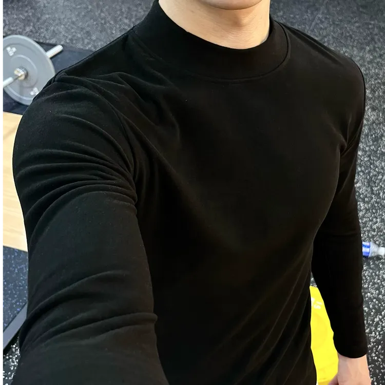 DIPAI/的派德绒双面绒半高领7A抗菌宽松秋冬男士打底衫AY-纯色