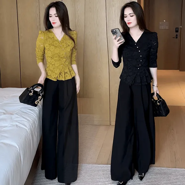 2025长裤女装轻熟风时尚套装休闲风气质阔腿裤休闲时尚