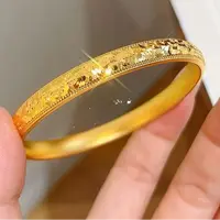 【彪哥专属】 足金999爆闪碎碎冰泥鳅背手镯女亮片碎冰冰窄面镯子