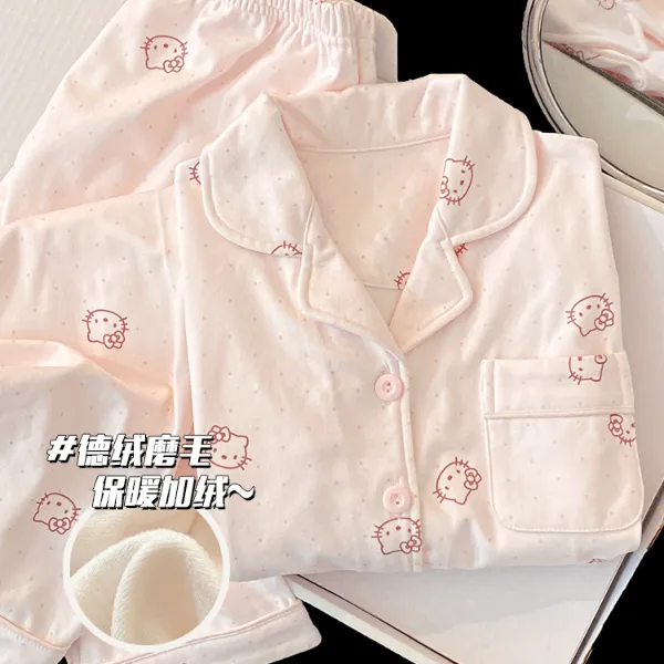 德绒加绒加厚冬款儿童睡衣女秋冬季长袖女童2025新款小女孩家居服