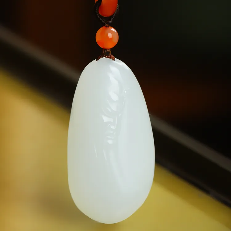【孤品收藏】天然和田玉羊脂白关公义财神吊坠男士招财生意人礼物