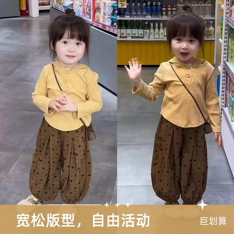 女春季春秋常规休闲风套头套装童装休闲韩版宽松长袖女童洋气