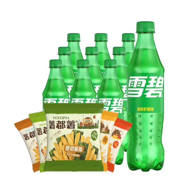 【热销】雪碧柠檬味汽水500ml*10瓶+薯都薯薯条组合装 包装随机发