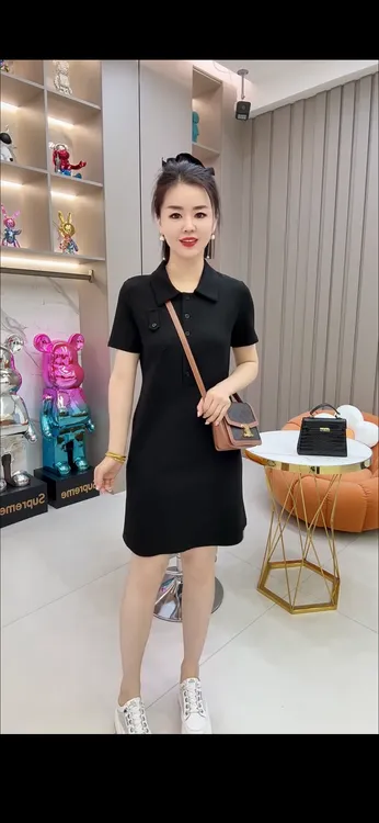 夏季新款POLO领时尚气质收腰显瘦连衣裙（现货现发）