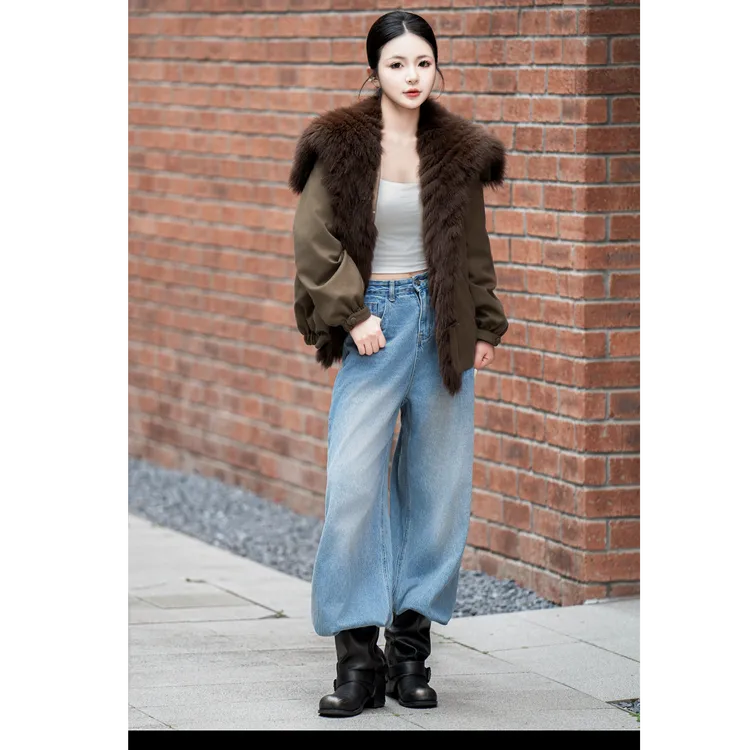 2025新款90鹅绒外套宽松海军领短款时尚轻奢洋气外套女