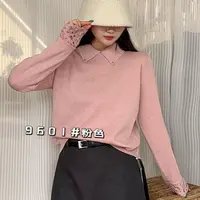 中老年女装针织衫厚款翻领打底衫毛针织衫毛衣9602