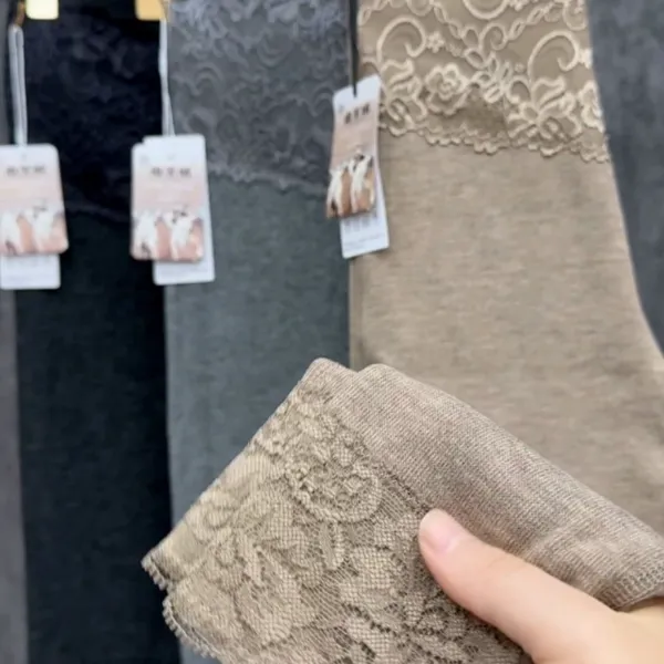 德绒蕾丝花边女神打底裤5A抑菌莱塞尔秋冬发热秋裤高腰保暖锁温