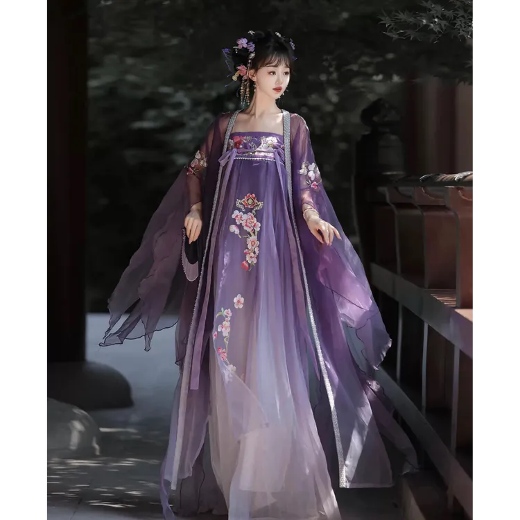 荟萃阁原创【梅子汐】唐制诃子裙汉服女仙气破袖大袖衫刺绣春秋