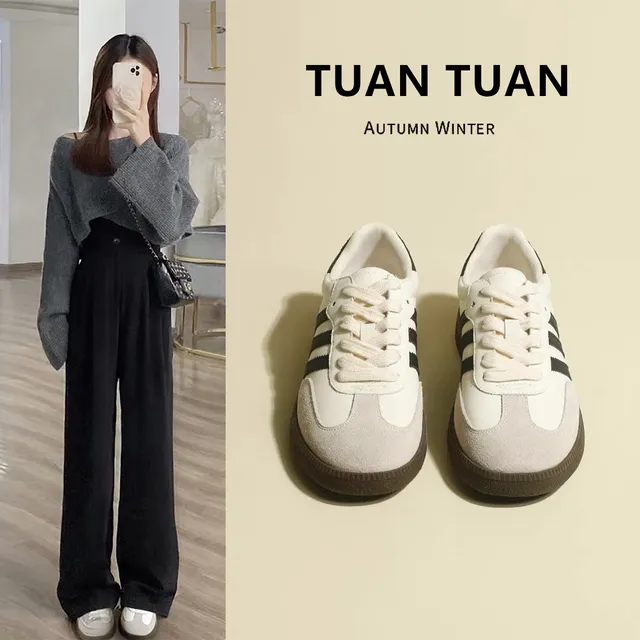 阿甘鞋女鞋子2025年新款春季复古板鞋休闲运动鞋百搭小白鞋德训鞋