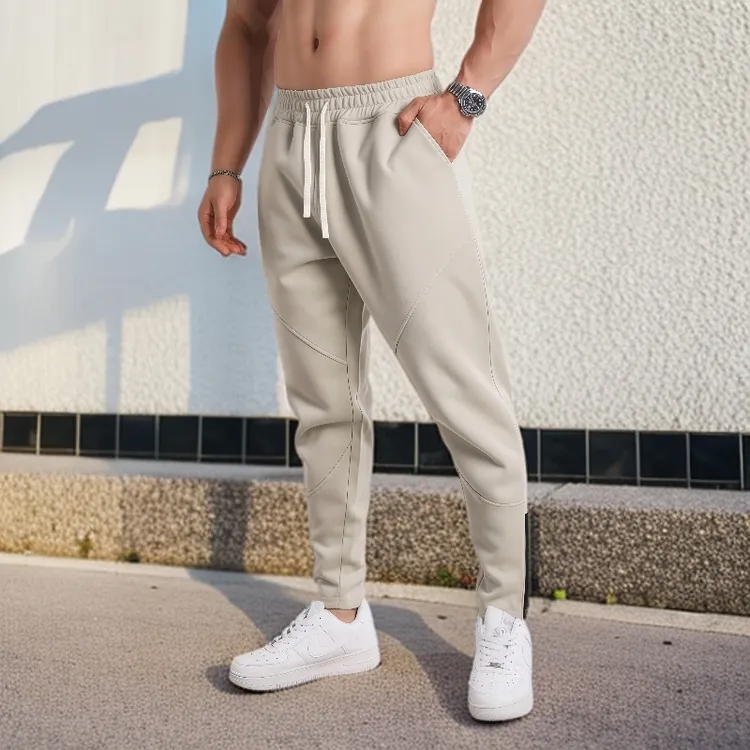 运动长裤男跑步宽松秋冬美式健身裤直筒拉链脚口篮球训练加绒卫裤