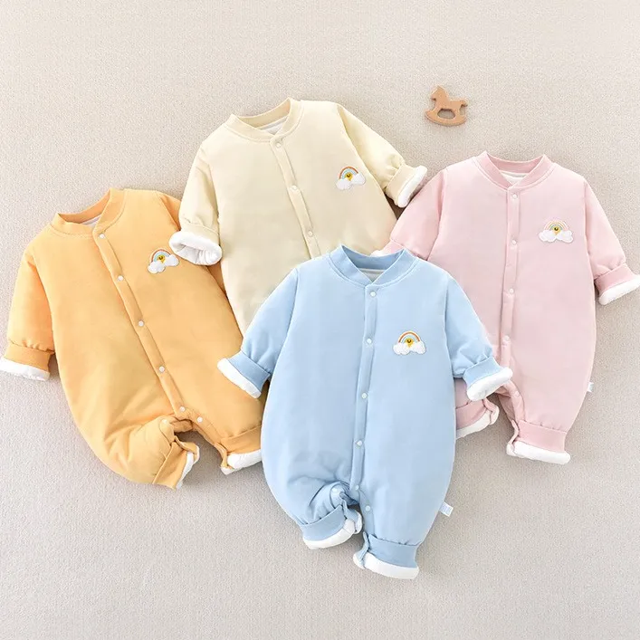 新生儿夹棉连体衣秋冬男女宝宝纯棉保暖爬服安阳婴童装