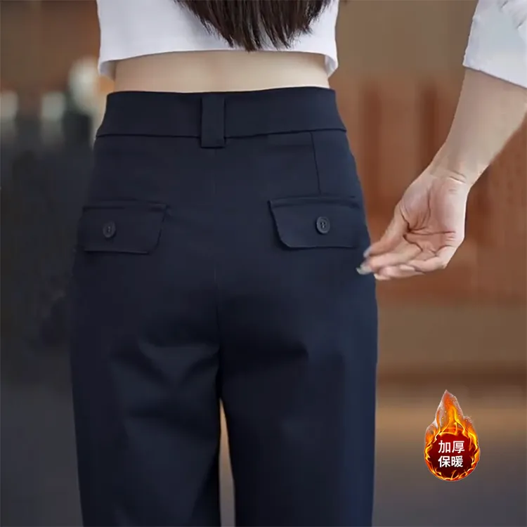 加厚天丝棉直筒裤女裤2025秋季新款显瘦气质休闲西装窄版阔腿裤子