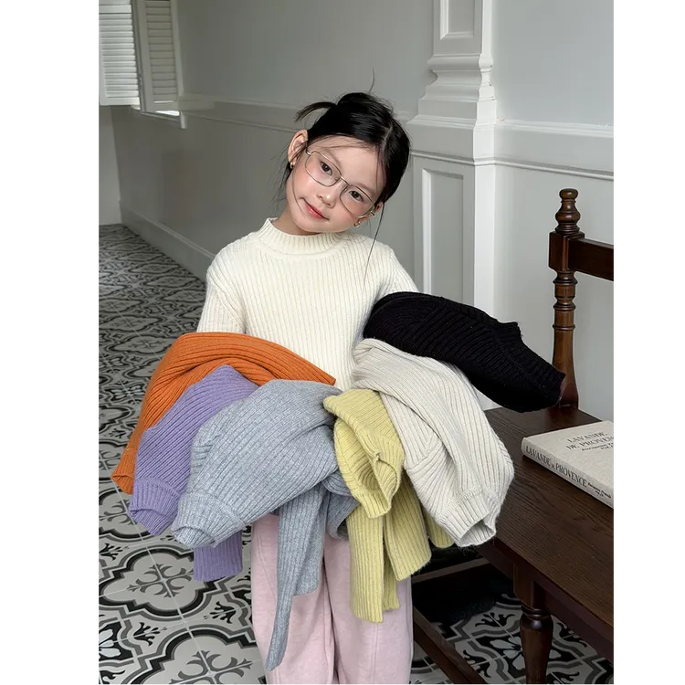 【加厚中领】男女儿童校园穿搭纯色实穿百搭高弹中领打底毛衣25K142