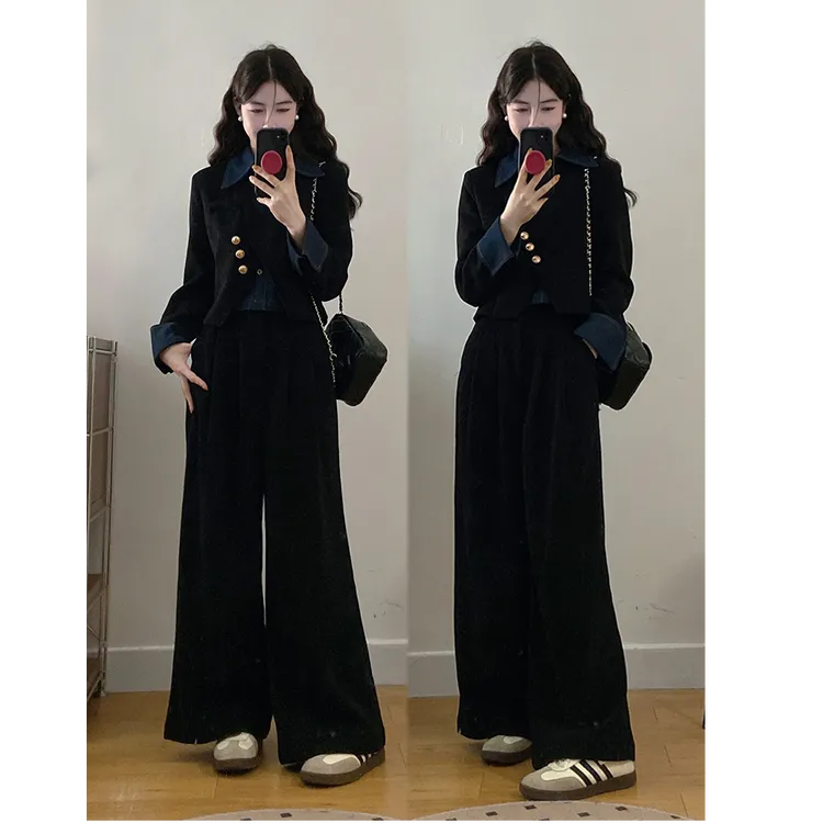 大码女装法式复古高级感套装假两件外套大方得体穿搭两件套