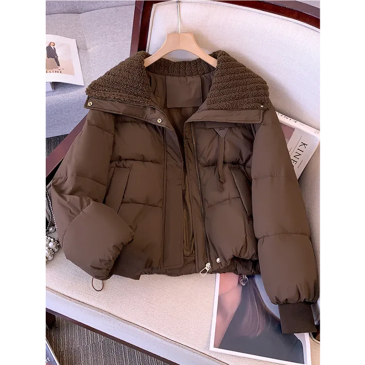 高级感超好看棉服女冬季2025年新款加厚保暖咖色小个子短款面包服