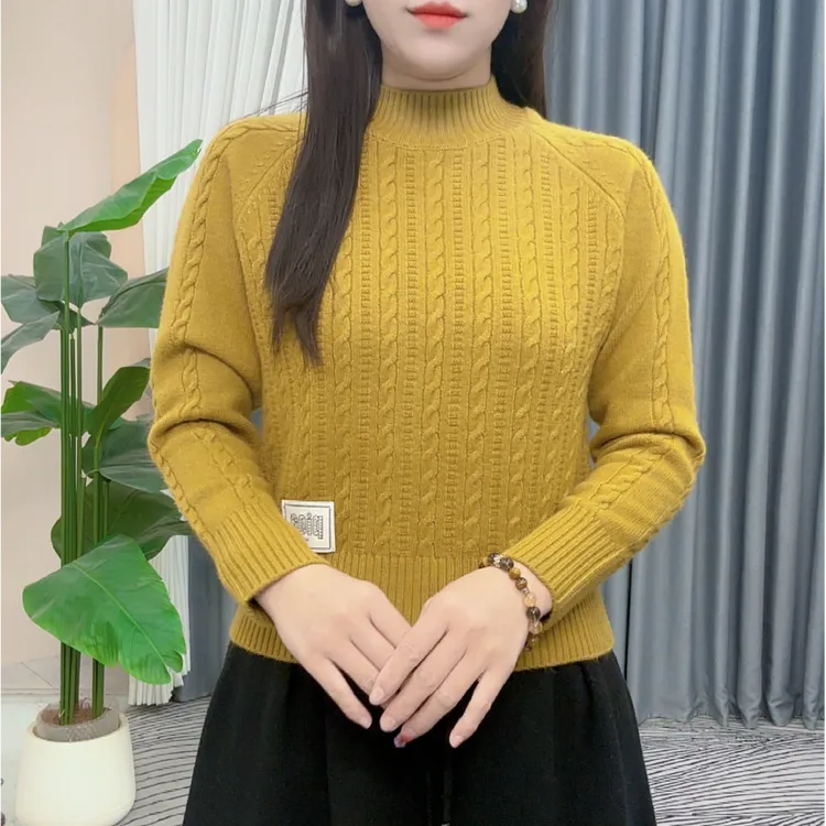 【羊毛衫】冬季新款圆领女针织衫百搭休闲冬保暖气质套头典雅上衣 