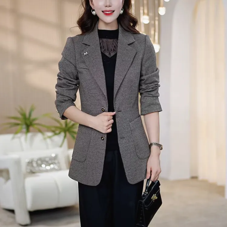 【莫瑞定制】中年妈妈西装外套女2025年秋装新款大码干练小西服上衣
