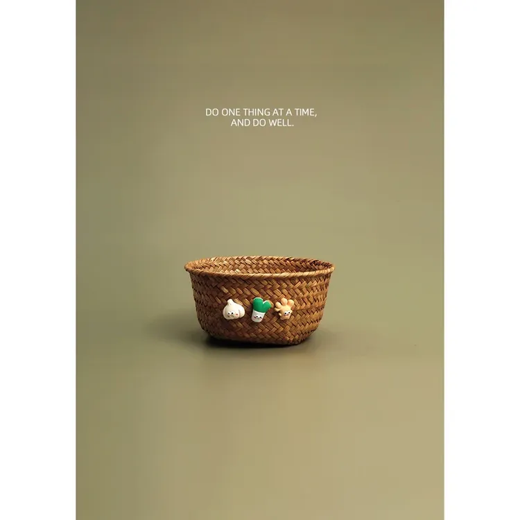 CPNGU 原创编织可爱篮子厨房姜蒜小筐玄关桌面杂物零食钥匙储物篮