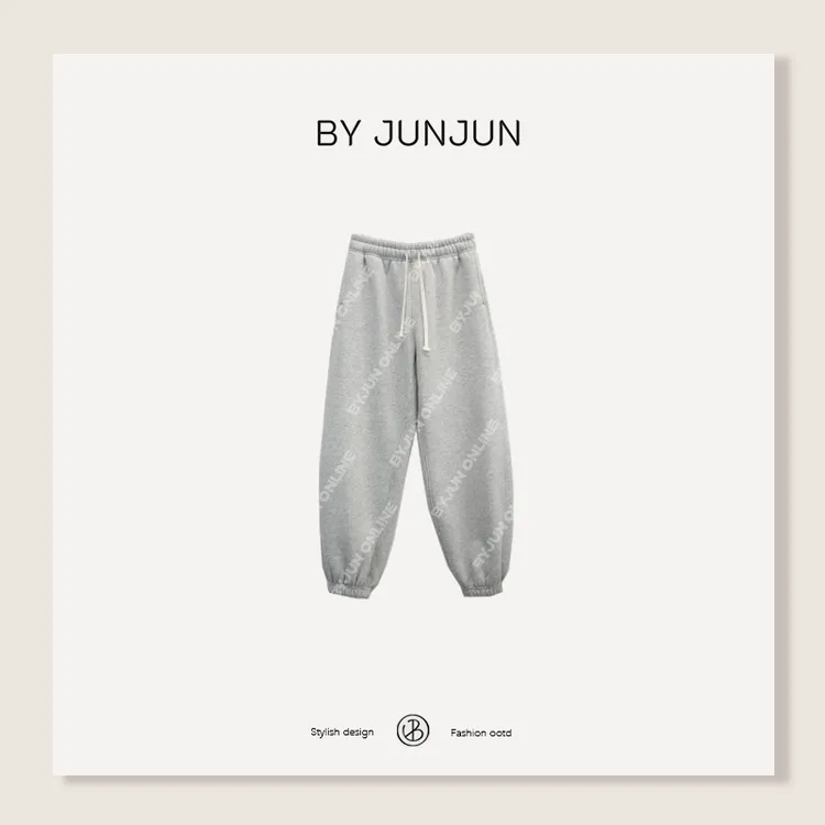 ByJunjun独爱小灰 超软厚实显瘦束脚加绒卫裤