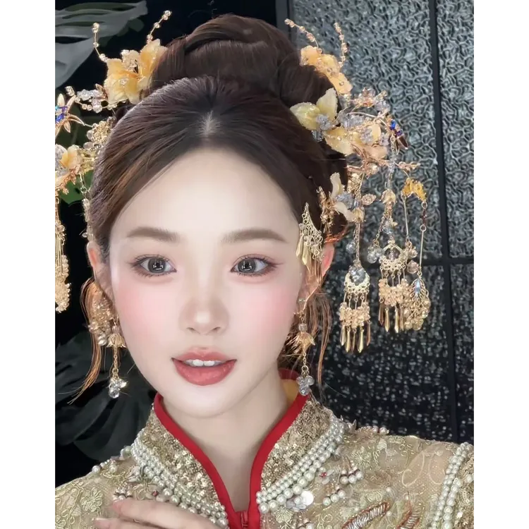 2025新款金色秀禾龙凤褂百搭新娘饰品341