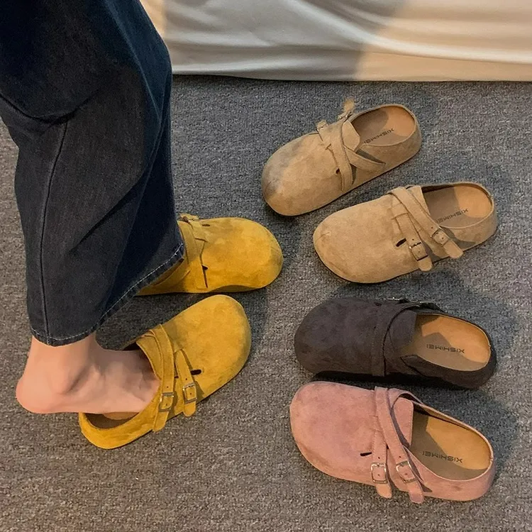 厚底包头半拖鞋女夏外穿勃肯鞋2025新款一脚蹬懒人丑萌孕妇凉拖鞋