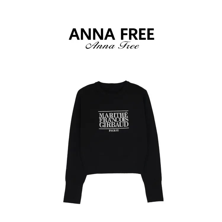 ANNA FREE 设计师款经典字母针织毛衣内搭长袖套头打底衫女Z8756