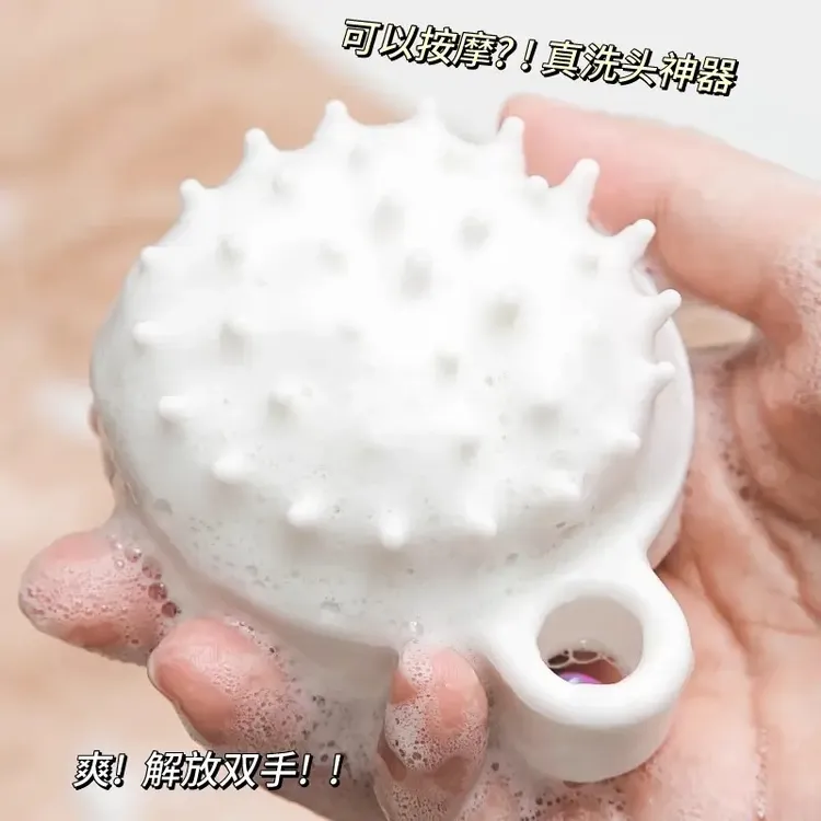 洗头刷软齿头软刷按摩洗头刷洗头发梳头圆形洗发刷弹力按摩洗头梳