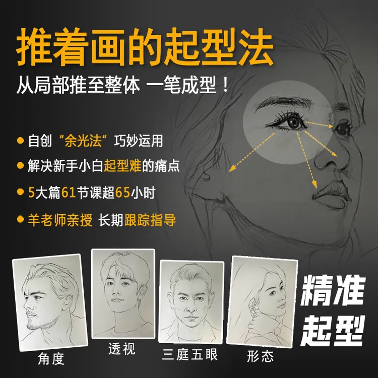 推着画的起型法-高级人像起型方法详解（留意短信解锁课程）