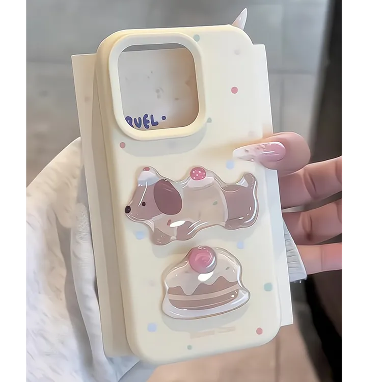 旋转蛋糕腊肠狗立体适用苹果16promax手机壳16新款iphone15pro