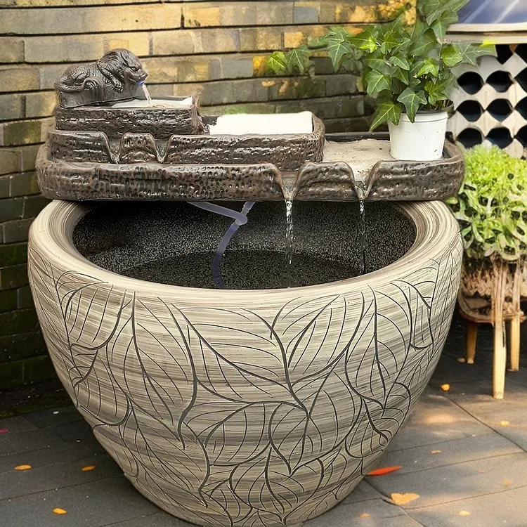 流水摆件循环水鱼缸造景过滤增氧装饰摆件客厅阳台庭院造景配件