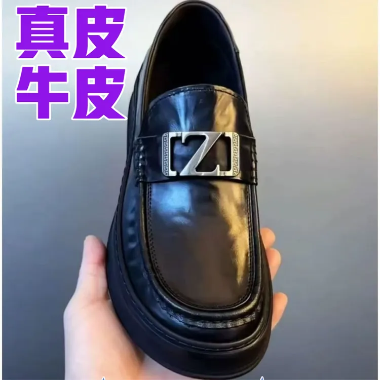 【牛皮】欧洲站秋季真皮一脚蹬厚底乐福鞋商务休闲豆豆鞋子百搭舒适