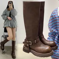 百搭时装靴骑士女鞋冬季秋冬加绒圆头时尚瘦瘦靴长靴20-899