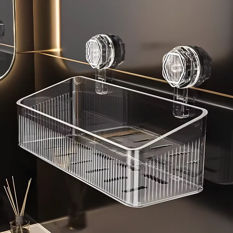 【沥水收纳】厨房吸盘收纳置物架免打孔壁挂家用卫生间多功能收纳盒